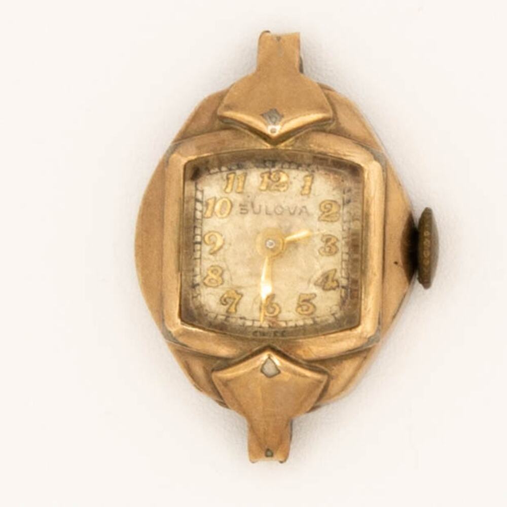 Vintage BULOVA Ladies Watch 10K Rolled Gold Plate Art Deco FOR PARTS OR REPAIR